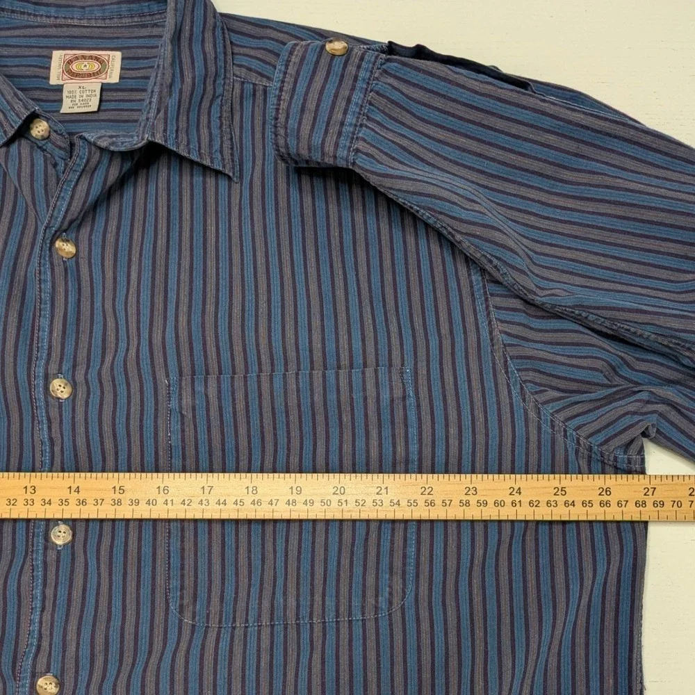 Vintage 80s Banana Republic Mill Valley Shirt Mens XL Striped 2 Pocket Safari